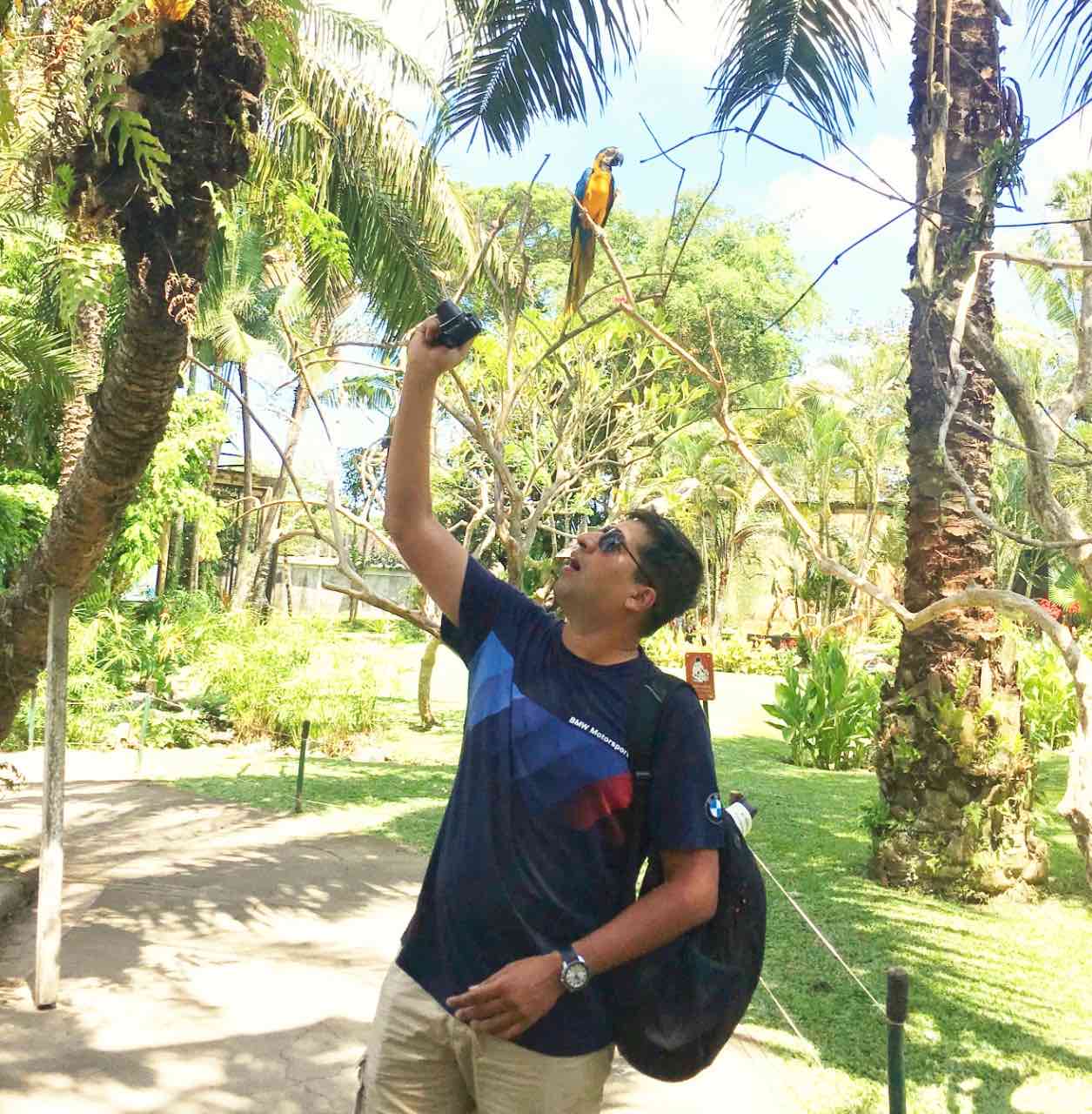 Akshay with his favourite backpack