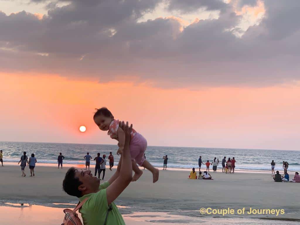 Akshay with baby at Benaulim beach