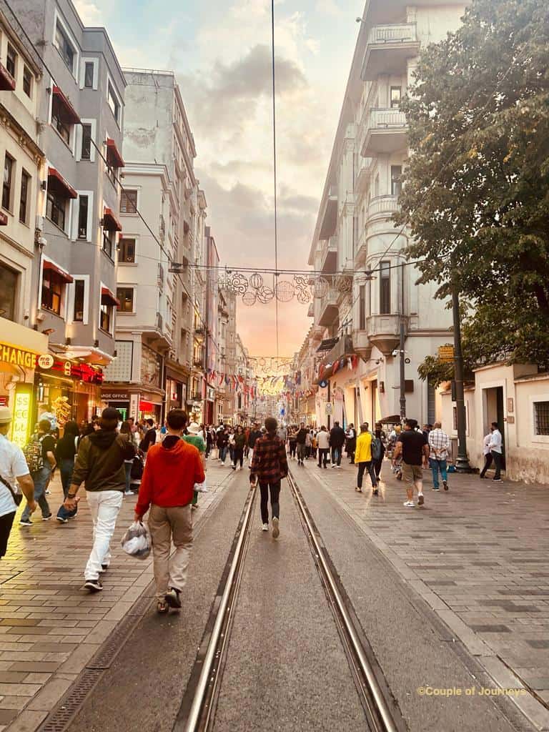 Istiklal street at twilight - Taksim square area
