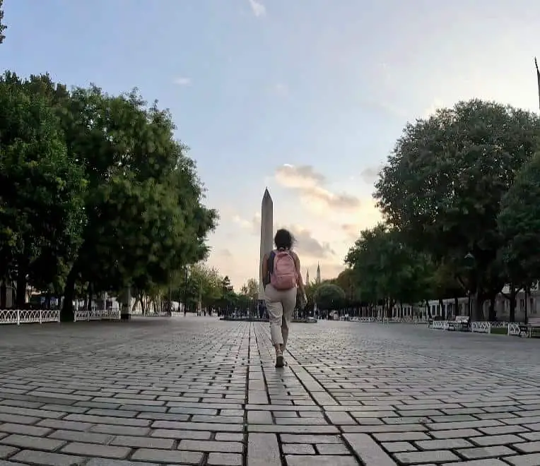 Girl traveling solo in Istanbul - seen near Hippodrome Sultanahmet 