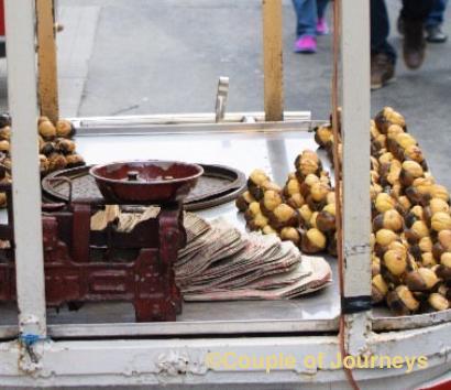Kestane Chestnuts sold on a stall in Istanbul