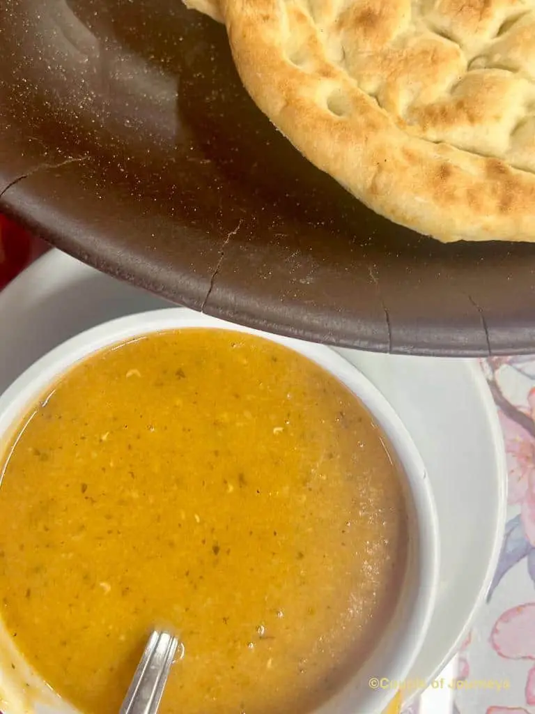 Lentil Soup Corba served in a restaurant in Istanbul
