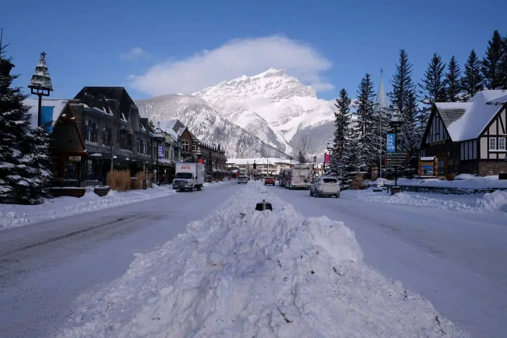 Take in the beauty of the icy lakes and snow covered mountains at Banff, Canada.