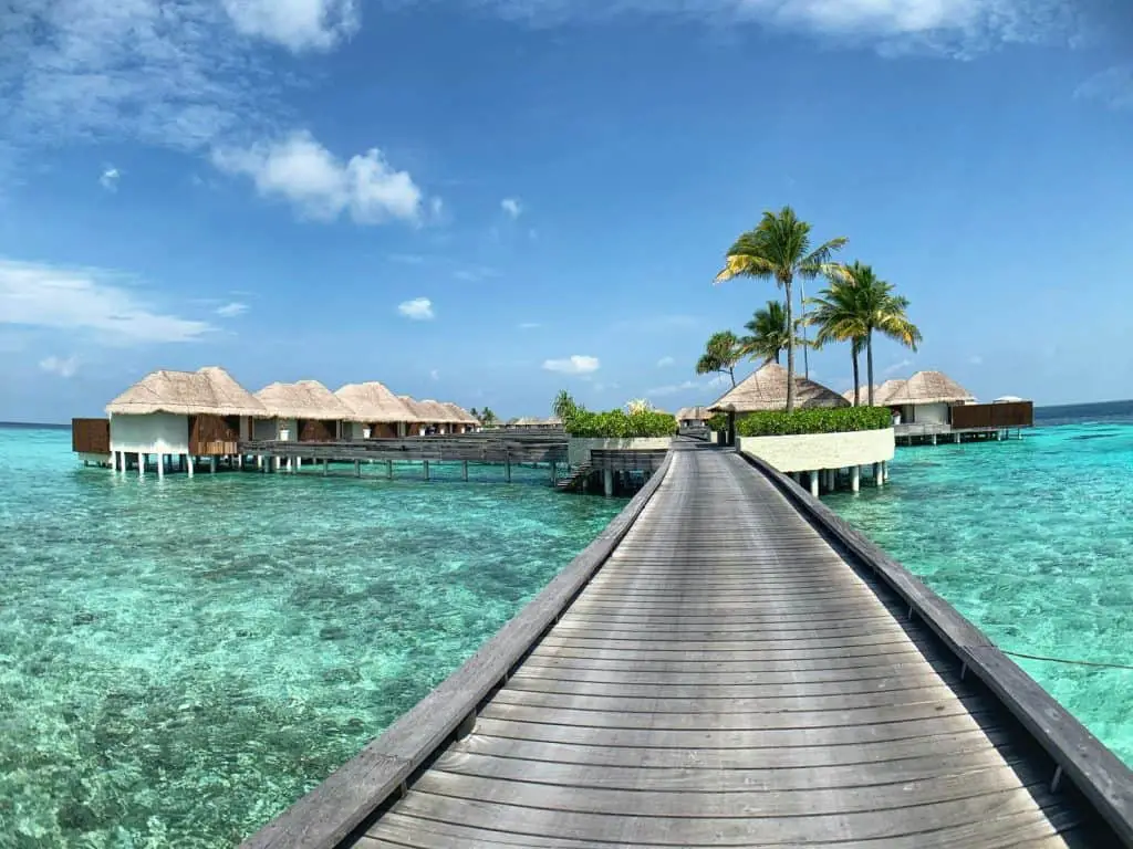 Maldives is the best honeymoon destination to witness turquoise blue waters and scenic overwater bungalows.