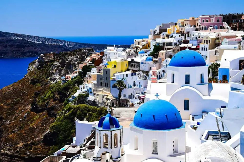 The whitewashed buildings and blue domes make Santorini an architectural beauty. 