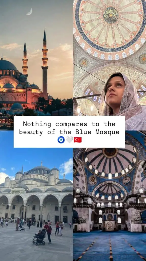 A collage of the beautiful Blue Mosque. A perfect Istanbul Instagram Story idea